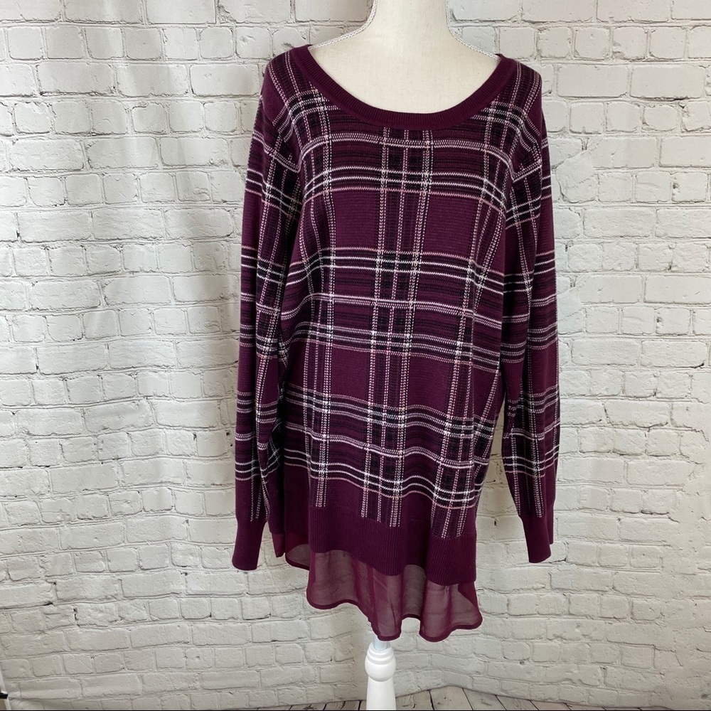 Torrid NWT Purple Plaid Pullover Sweater 3X